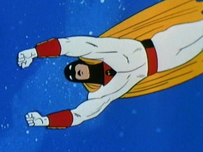 Space Ghost flying in space