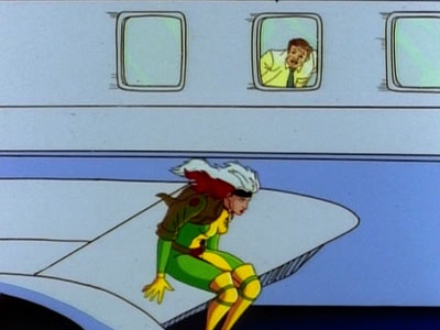 Rogue sitting on airplane wing