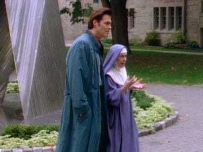 Jake and nun at orphanage
