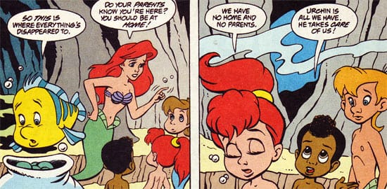Ariel and Flounder meet orphans