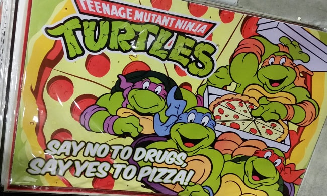 Ninja Turtles poster: Say No to Drugs, Yes to Pizza!
