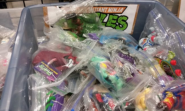 bin with Ninja Turtles toys