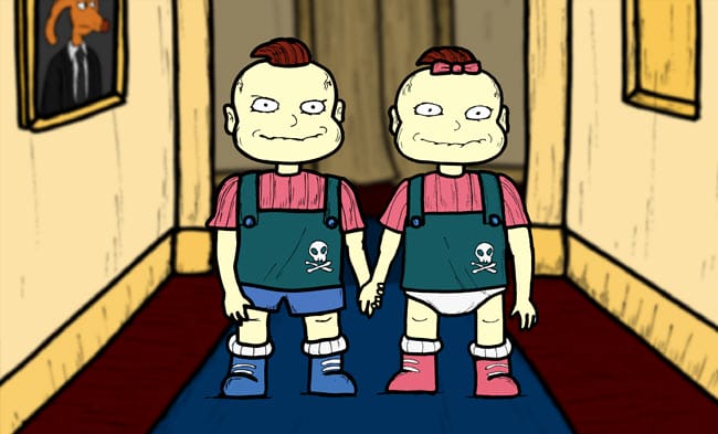 Phil and Lil as twins from The Shining