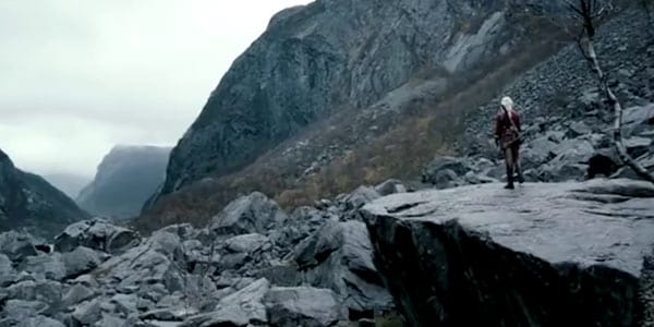 Dagmar and rocky cliffs