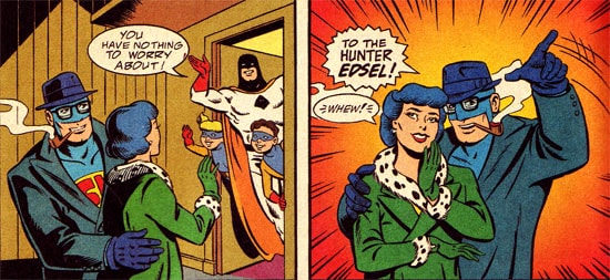 Space Ghost sees off Mr. and Mrs. Hunter