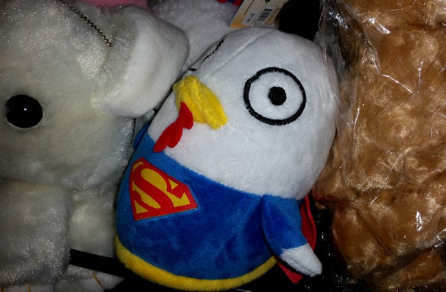 Superman as a chicken soft toy