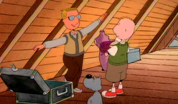 Mr. Funnie in attic with Doug and Porkchop