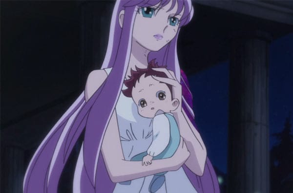 Athena holding baby Koga