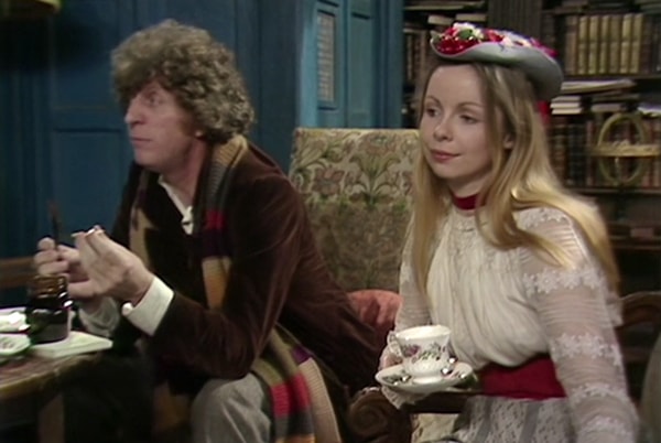 The Doctor and Romana having tea