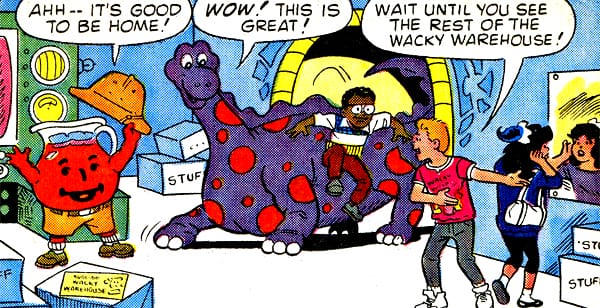 Kool-Aid Man and kids return home with Purplesaurus Rex