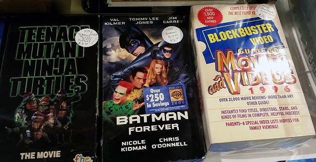 Tapes: TMNT, Batman Forever, and Blockbuster tape