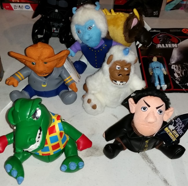 Star Trek alien beans: Gorn, Ferengi, Mugato, Andorian, Vulcan, and targ