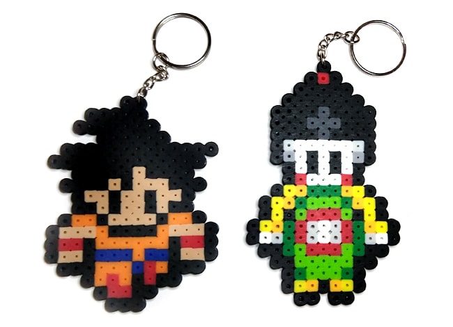 Goku and Chiaotzu pixel keychains