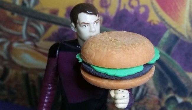 Riker with giant burger