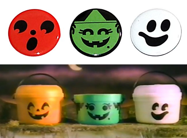 Pinback buttons of Halloween pails